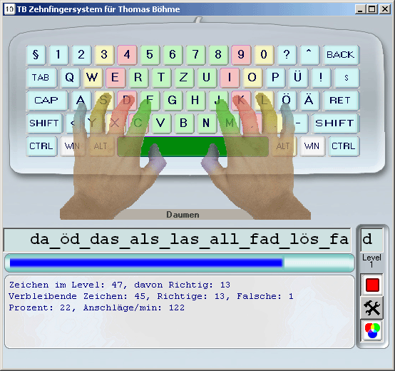 Screenshot TB-Zehnfingersystem